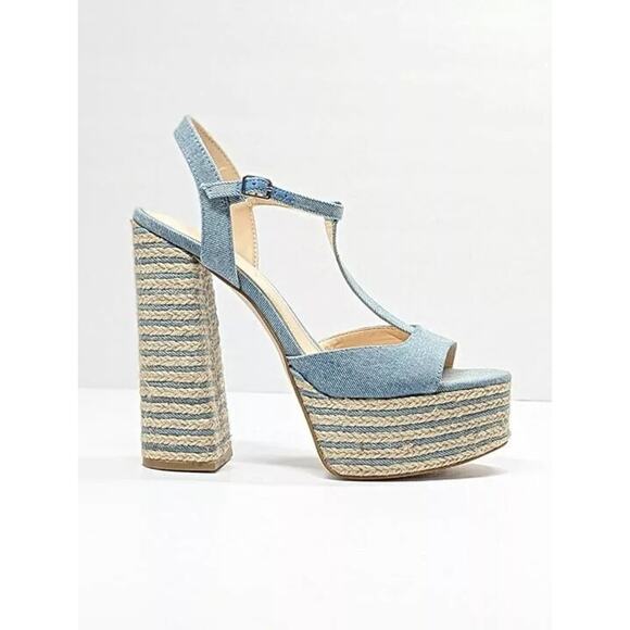 JESSICA SIMPSON Women's Ameeka Denim Peep-Toe Platform Heels, Blue Size 10M - Picture 2 of 5